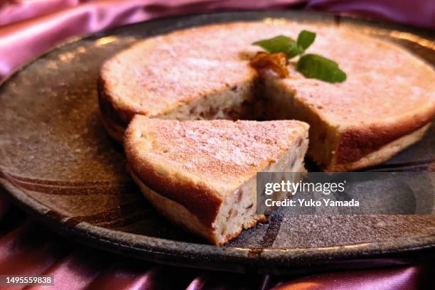 homemade gluten-free apricot nut cake - apricot-cake stock pictures, royalty-free photos & images
