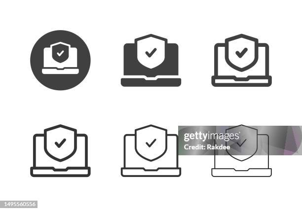 laptop security icons - multi series - self defence security stock illustrations