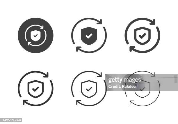 stockillustraties, clipart, cartoons en iconen met security circle icons - multi series - block sign