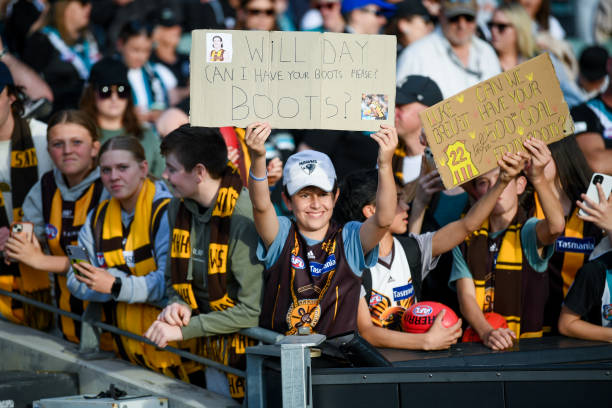 Will Day fan during the round 12 AFL match between Port Adelaide Power and Hawthorn Hawks at Adelaide Oval, on June 03 in Adelaide, Australia.