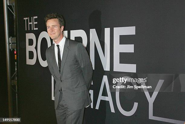 Actor Edward Norton attends "The Bourne Legacy" New York Premiere at Ziegfeld Theater on July 30, 2012 in New York City.