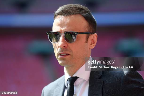 Former Manchester United player Dimitar Berbatov looks on prior to the Emirates FA Cup Final between Manchester City and Manchester United at Wembley...