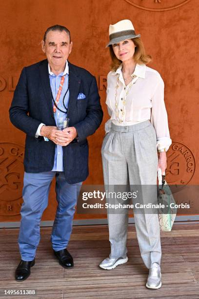 Michel Corbière and Cyrielle Clair attends the 2023 French Open at Roland Garros on June 03, 2023 in Paris, France.