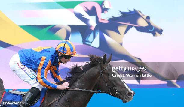 Auguste Rodin ridden by Ryan Moore wins The Betfred Derby during Derby Day at Epsom Downs Racecourse on June 03, 2023 in Epsom, England.