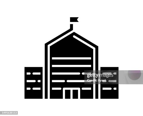 school black filled vector icon - elementary school library stock illustrations