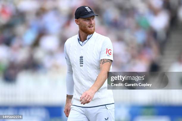 England captain Ben Stokes during day three of the LV= Insurance Test Match between England and Ireland at Lord's Cricket Ground on June 03, 2023 in...