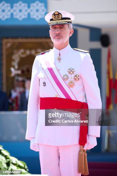 King Felipe VI of Spain attends Armed Forces 2023 Day on June 03, 2023 in Granada, Spain.