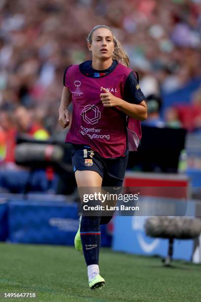 Alexia Putellas of FC Barcelona warms up at the side of the pitch during the UEFA Women's Champions League final match between FC Barcelona and VfL...