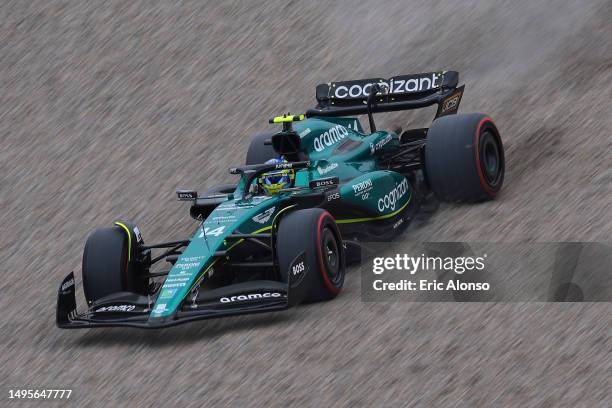 Fernando Alonso of Spain driving the Aston Martin AMR23 during qualifying ahead of the F1 Grand Prix of Spain at Circuit de Barcelona-Catalunya on...