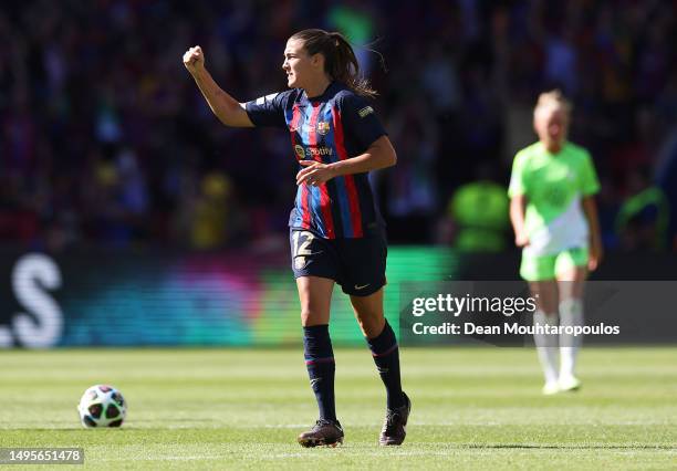 Patri Guijarro of FC Barcelona celebrates after scoring the team's first goal during the UEFA Women's Champions League final match between FC...