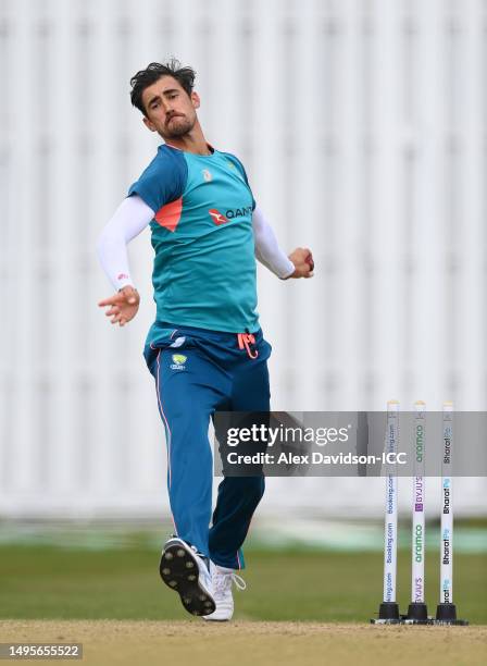 Mitchell Starc of Australia bowls during Australia training prior to the ICC World Test Championship Final 2023 at The County Ground on June 03, 2023...