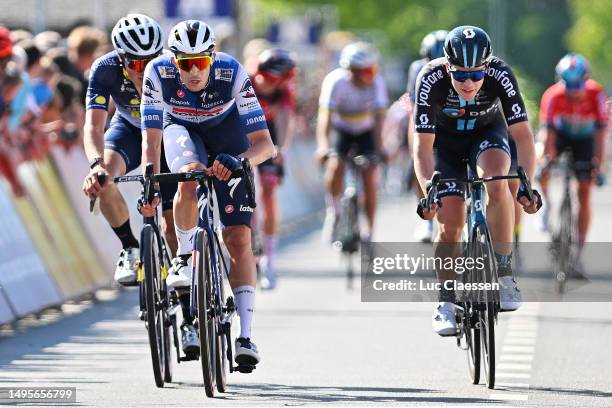 Jannik Steimle of Germany and Team Soudal - Quick Step crosses the finish line during the 16th Heylen Vastgoed Heistse Pijl 2023 a 198.7km one day...