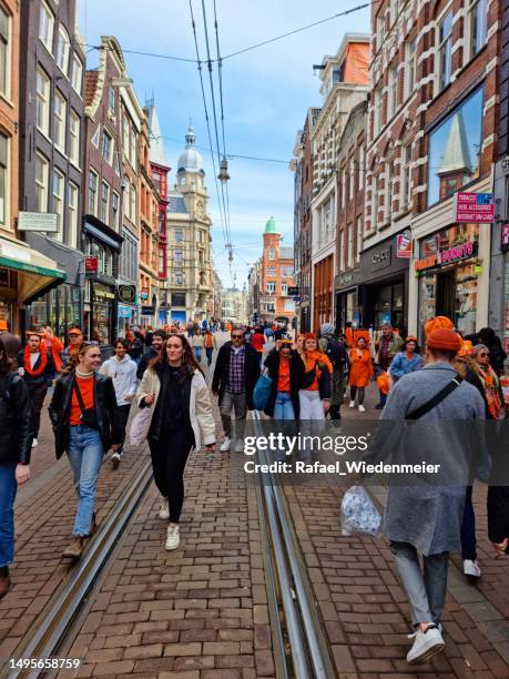 amsterdam city during king's day - koninginnedag stock pictures, royalty-free photos & images