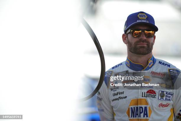 Corey LaJoie, driver of the NAPA Auto Parts Chevrolet, looks on during practice for the NASCAR Cup Series Enjoy Illinois 300 at WWT Raceway on June...