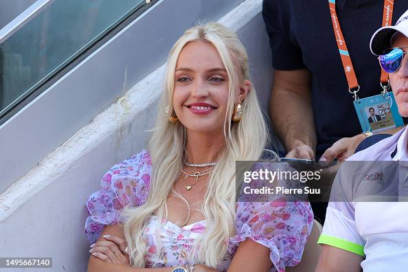 Morgan Riddle Hit Morgan Riddle attends the 2023 French Open at Roland Garros on June ...