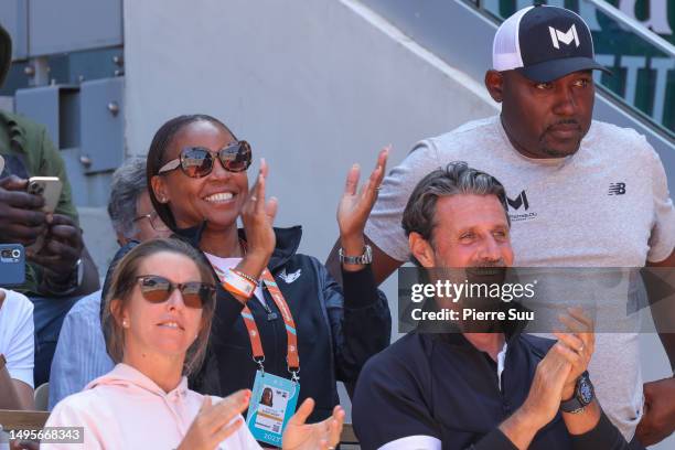 Candi Gauff,Patrick Mouratoglou and Corey Gauff attend the 2023 French Open at Roland Garros on June 03, 2023 in Paris, France.