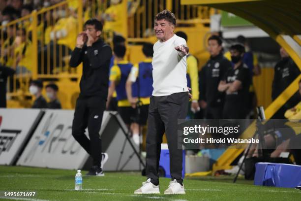 Mihailo Petrovic,coach of Consadole Sapporo looks on during the J.LEAGUE Meiji Yasuda J1 16th Sec. Match between Kashiwa Reysol and Hokkaido...