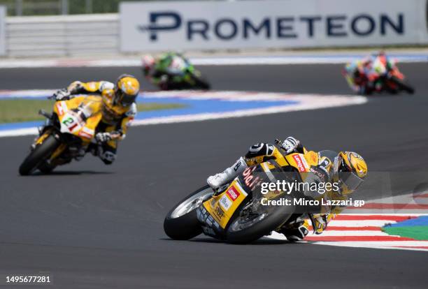 Alvaro Bautista of Spain and Aruba.it Racing - Ducati leads the field during the Superbike race 1 during the WorldSBK Round 5 - Misano Adriatico:...