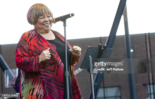 Singer Mavis Staples performs at Skyla Credit Union Amphitheatre on June 02, 2023 in Charlotte, North Carolina.