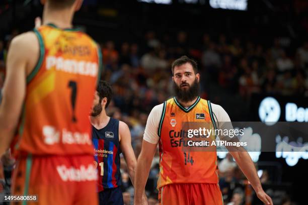 Bojan Dublevic of Valencia basket in action during the P2 Quarterfinals of the Endesa League Playoffs Regular Season Round 36 match between Valencia...