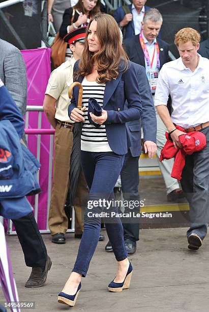 Catherine, Duchess of Cambridge attends the Show Jumping Eventing Equestrian on Day 4 of the London 2012 Olympic Games at Greenwich Park on July 31,...