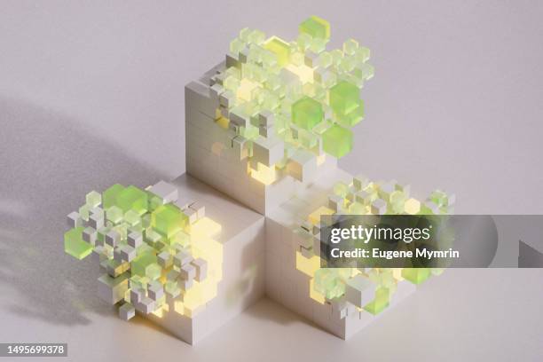 abstract data cubes connection - 3d cube stock-fotos und bilder