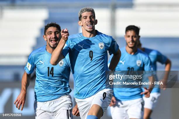 Dor Turgeman of Israel celebrates after scoring the team's third goal during a FIFA U-20 World Cup Argentina 2023 Quarter Finals match between Israel...