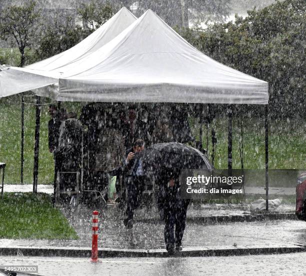 Streets flood after heavy rain in Ankara on June 3, 2023 in Ankara, Türkiye.