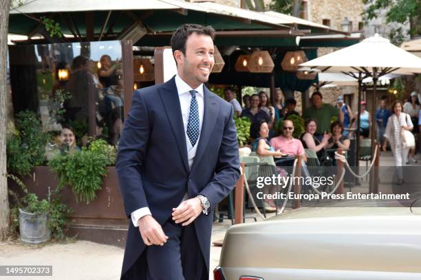Matias Prats Jr. Is seen arriving to the church for his wedding on June 3, 2023 in Sant Marti d'Empuries, Catalonia, Spain.
