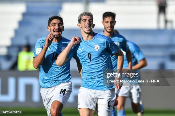 Dor Turgeman of Israel celebrates after scoring the team's third goal during a FIFA U-20 World Cup Argentina 2023 Quarter Finals match between Israel...