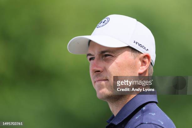 Jordan Spieth of the United States walks the 15th fairway during the third round of the Memorial Tournament presented by Workday at Muirfield Village...