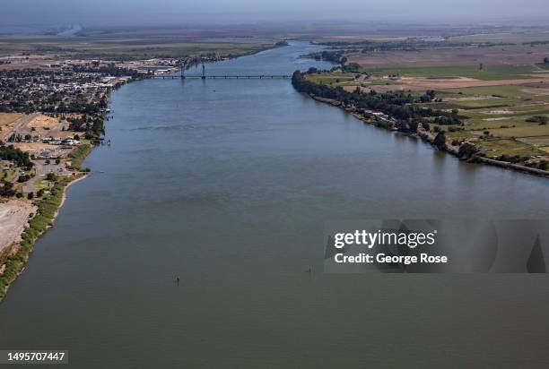 Rio Vista, located on the Sacramento River, is viewed from the air on May 22 near Rio Vista, California. The SacramentoSan Joaquin River Delta, or...