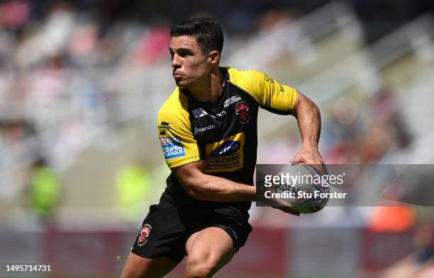 Brodie Croft of Salford in action during the Betfred Super League Magic Weekend match between Salford Red Devils and Hull KR at St James' Park on...