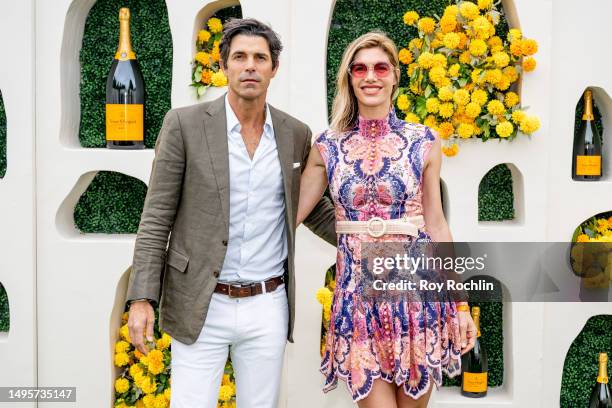 Nacho Figueras and Delfina Blaquier attend the 2023 Veuve Clicquot Polo Classic at Liberty State Park on June 03, 2023 in Jersey City, New Jersey.