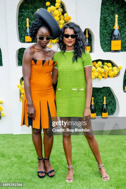 Danai Gurira and Simone Ashley attend the 2023 Veuve Clicquot Polo Classic at Liberty State Park on June 03, 2023 in Jersey City, New Jersey.