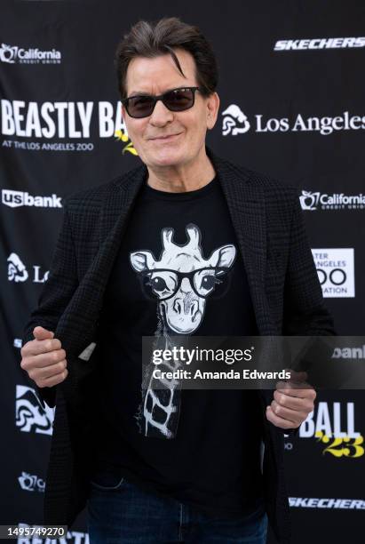 Actor Charlie Sheen attends the Greater Los Angeles Zoo Association's Beastly Ball 2023 at the Los Angeles Zoo on June 03, 2023 in Los Angeles,...