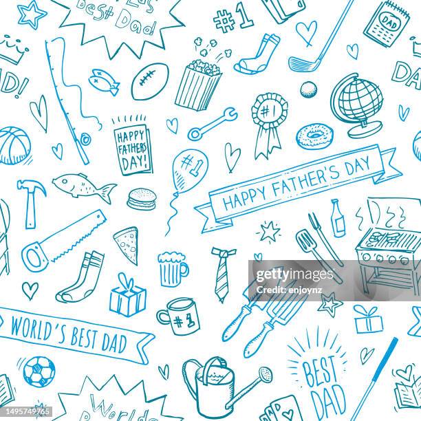 seamless father's day doodle drawings - fathers day tools stock illustrations