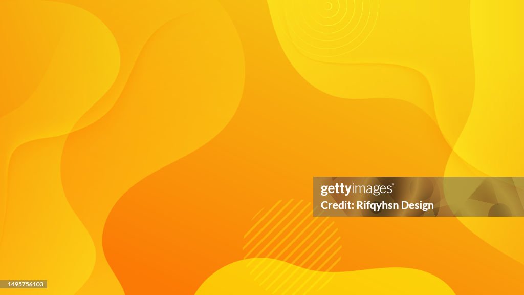 Colorful orange and yellow gradient waves background. Modern futuristic gradient orange abstrac fluid shape background. Summer orange gradient waves wallpaper.