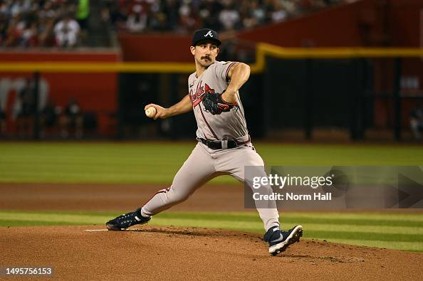 Spencer Strider of the Atlanta Braves delivers a first inning pitch ...