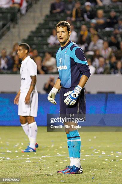 Carlos Cudicini of Tottenham Hotspur stands during the second half of the international friendly match against the Los Angeles Galaxy at The Home...