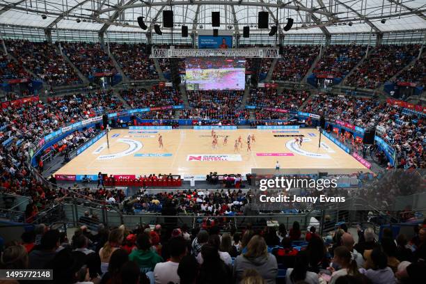 General view during the round 12 Super Netball match between NSW Swifts and Giants Netball at Ken Rosewall Arena, on June 04 in Sydney, Australia.