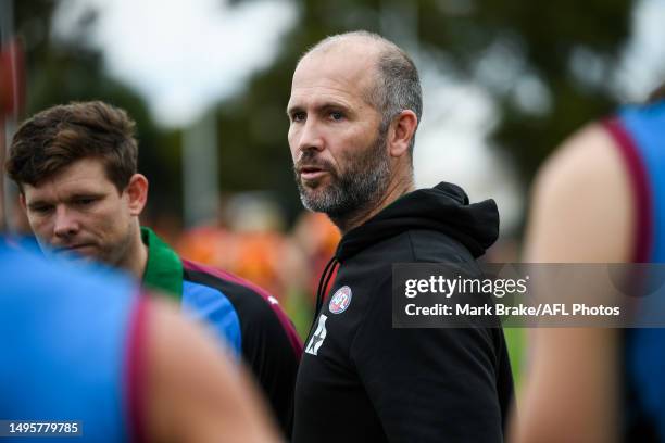 Mark McVeigh coach of the Allies during the 2023 AFL National Championships match between South Australia and the Allies at Thebarton Oval on June...