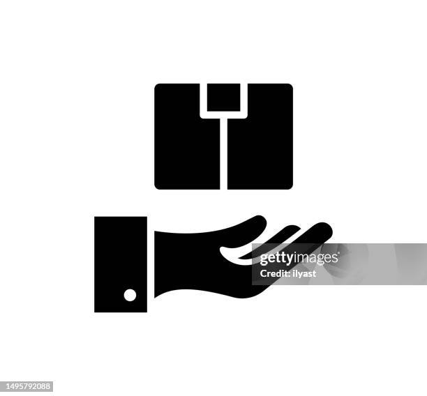 receiving cargo black filled vector icon - hands full stock illustrations