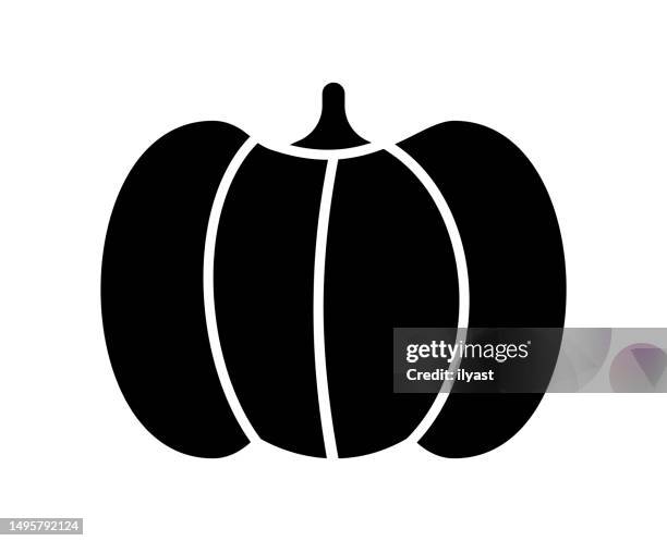 pumpkin black filled vector icon - gourd stock illustrations