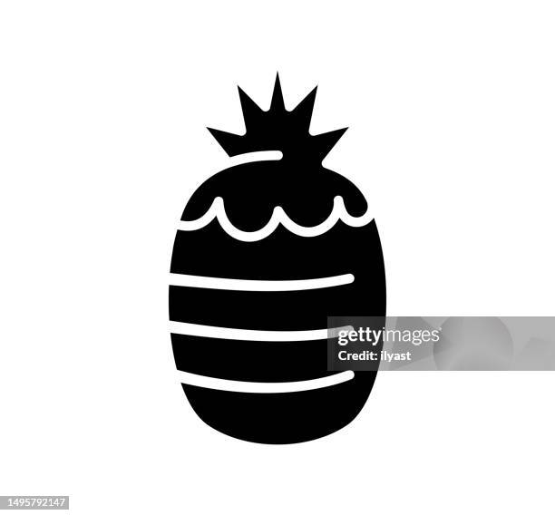 pineapple black filled vector icon - pineapple leaf stock illustrations