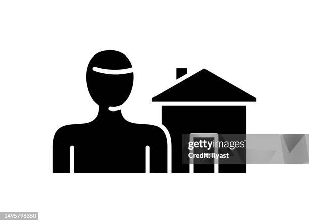 house owner black filled vector icon - full coverage stock illustrations