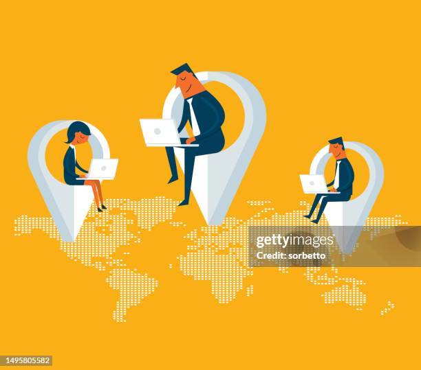 remote working around the world - virtual convention stock illustrations