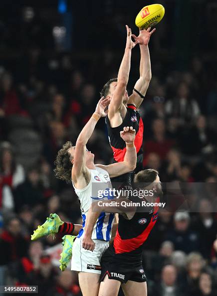 Jordan Ridley of the Bombers marks during the round 12 AFL match ...