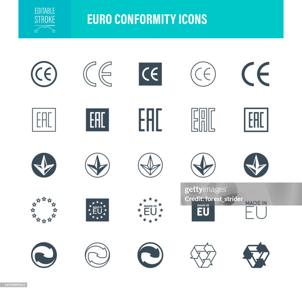 Euro Conformity Icons Editable Stroke