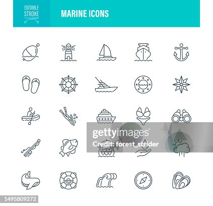 Marine Icons Editable Stroke Marine Icons Editable Stroke